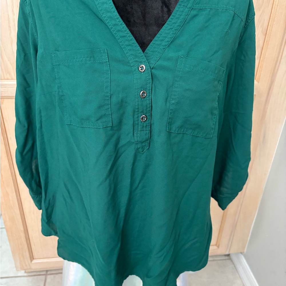 Torrid Teal Button-Front Blouse